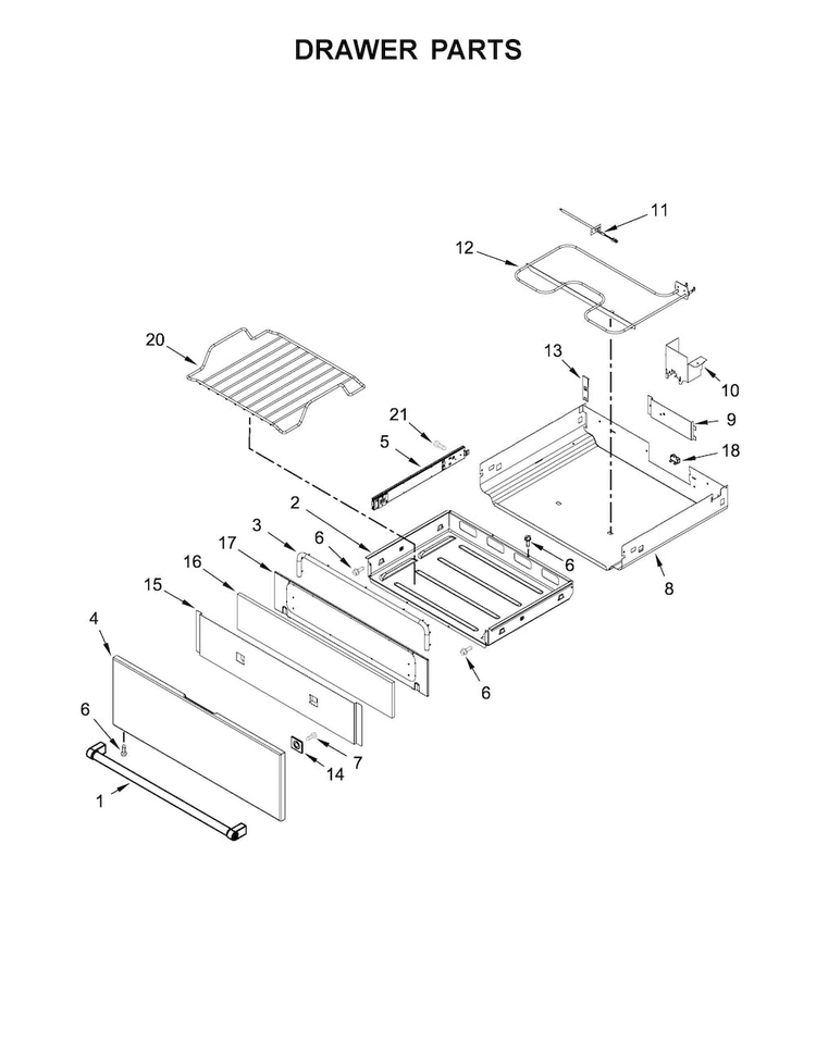 Drawer Parts Diagram and Parts List for KSIB900ESS0  KitchenAid Range