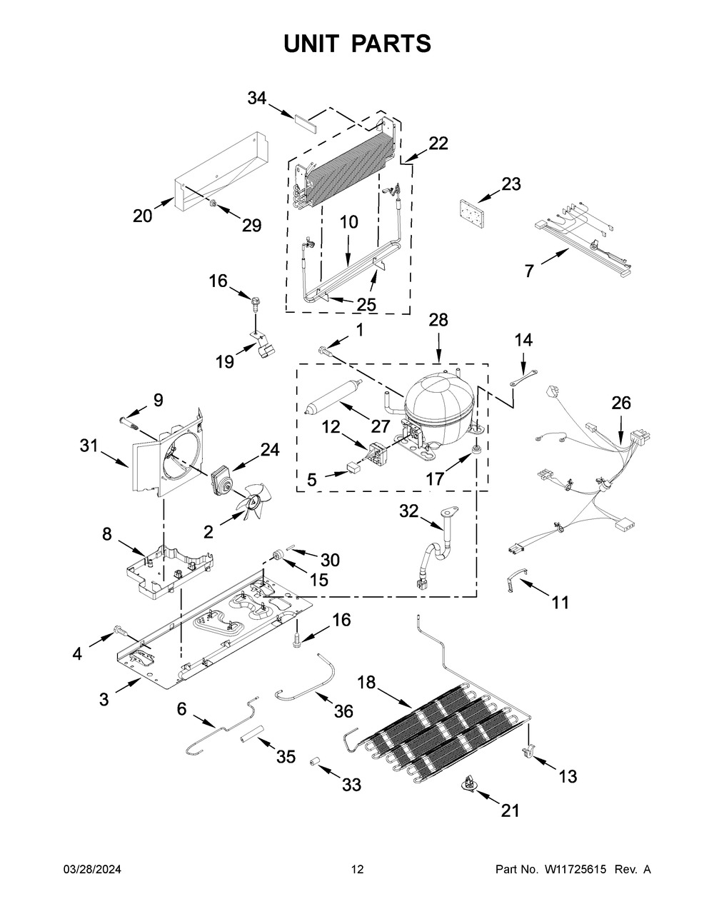 Unit Parts Diagram and Parts List for KRBR102ESS05  KitchenAid Refrigerator