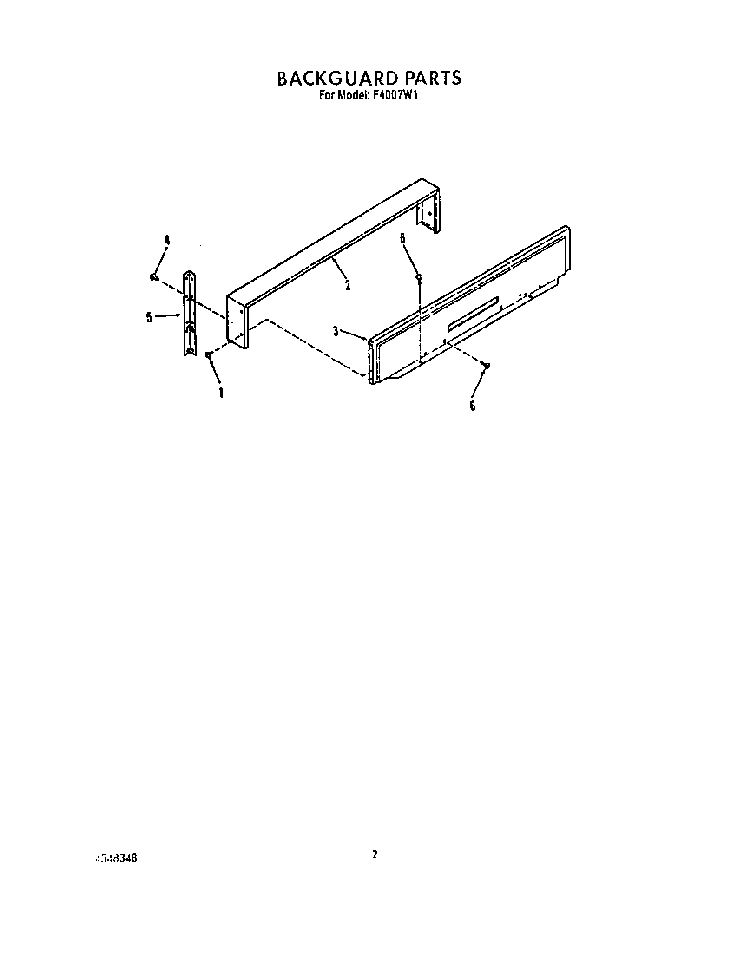 Backguard Diagram and Parts List for F4007*1  Roper Range