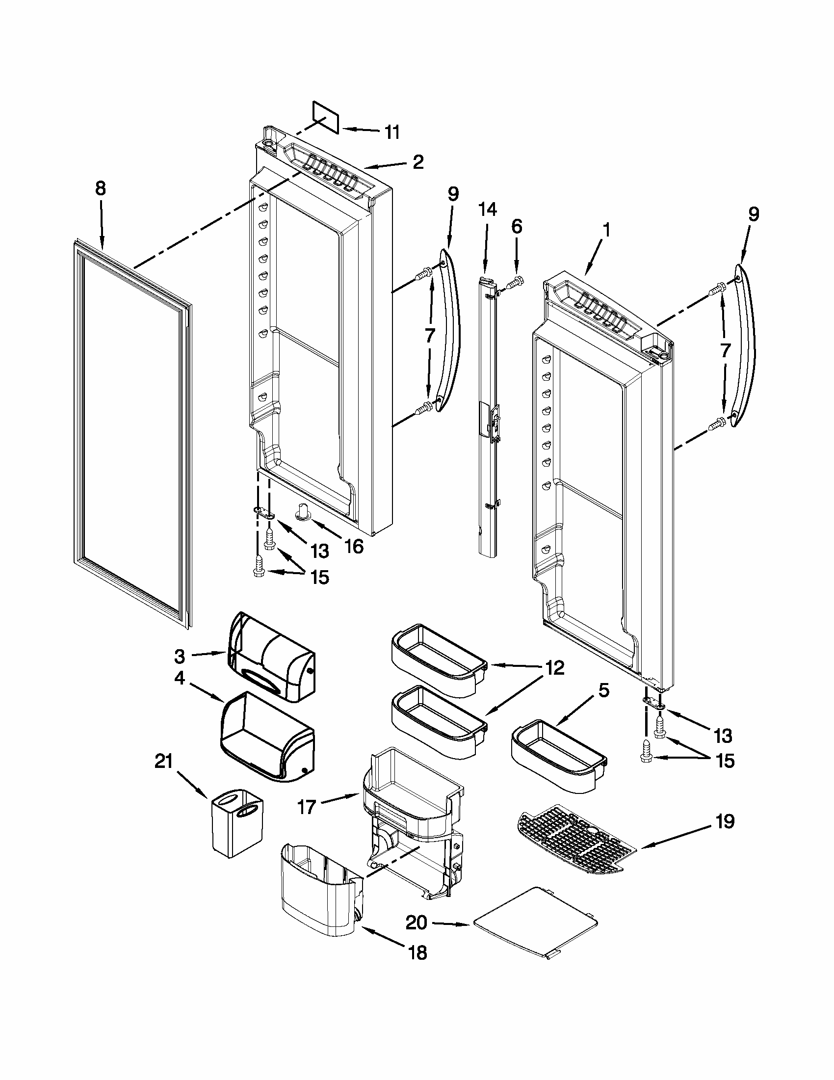 Refrigerator Door Parts Diagram and Parts List for 59679523016  Kenmore Refrigerator