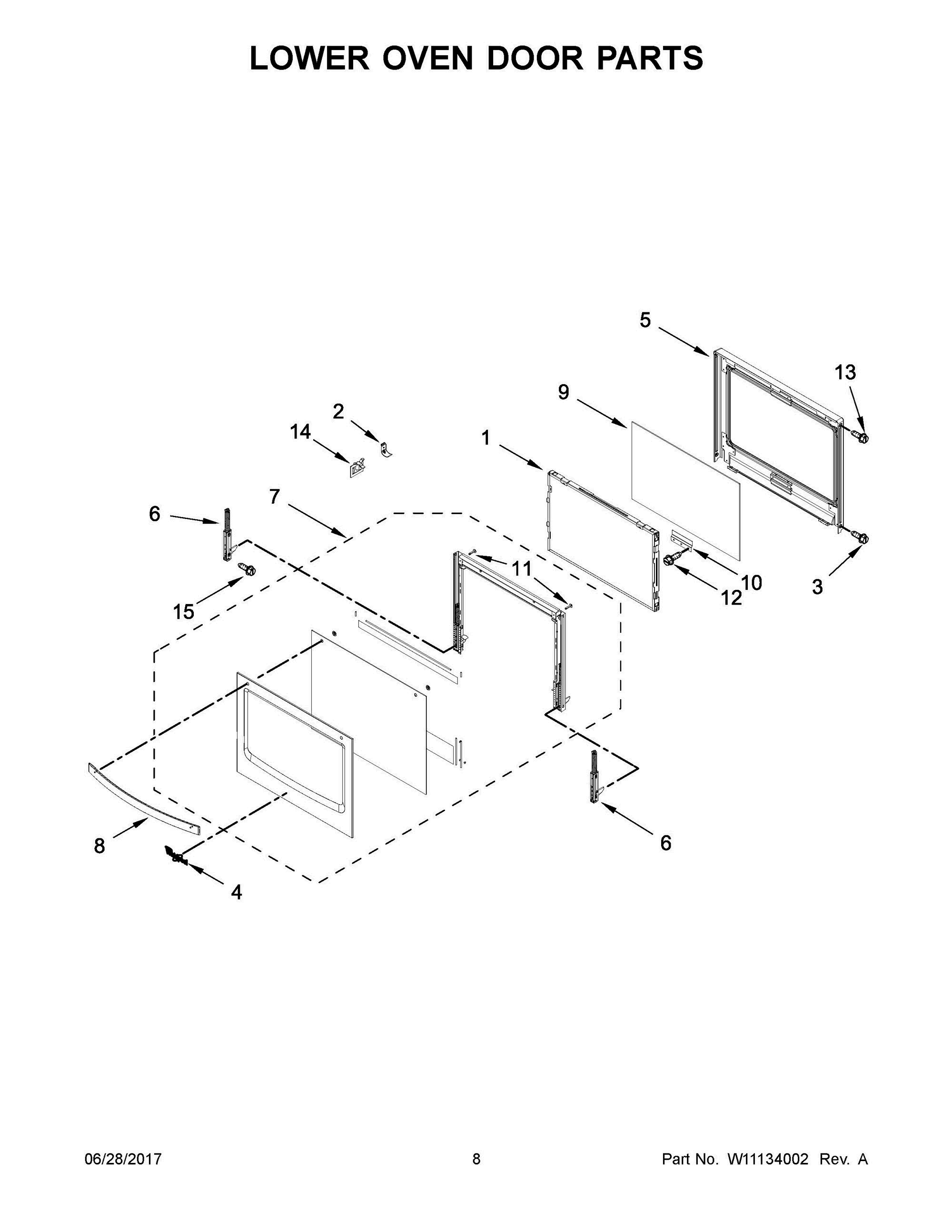 05 - LOWER OVEN DOOR PARTS Diagram and Parts List for WOD97EC0HZ00  Whirlpool Microwave