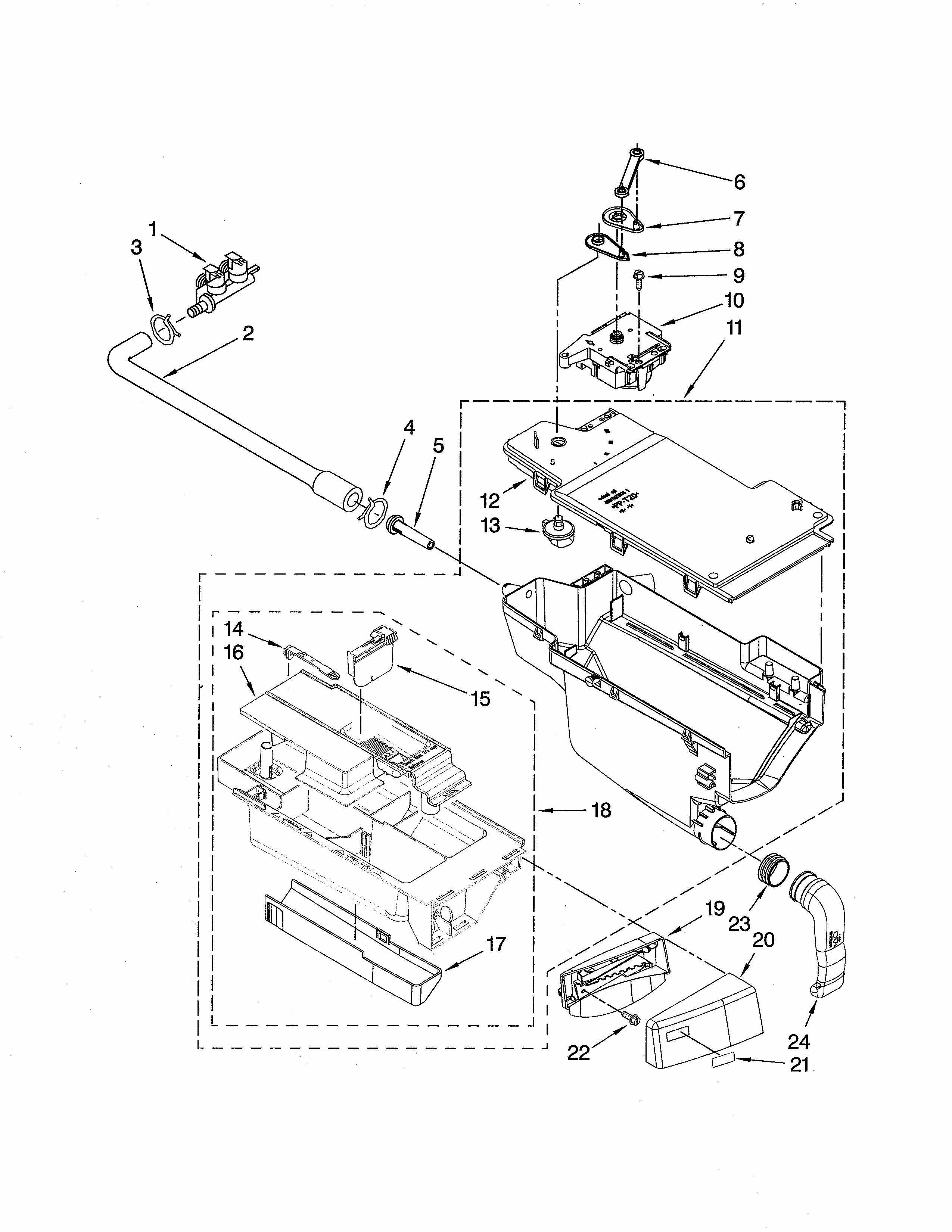 Dispenser Diagram and Parts List for 11047892702  Kenmore Washer