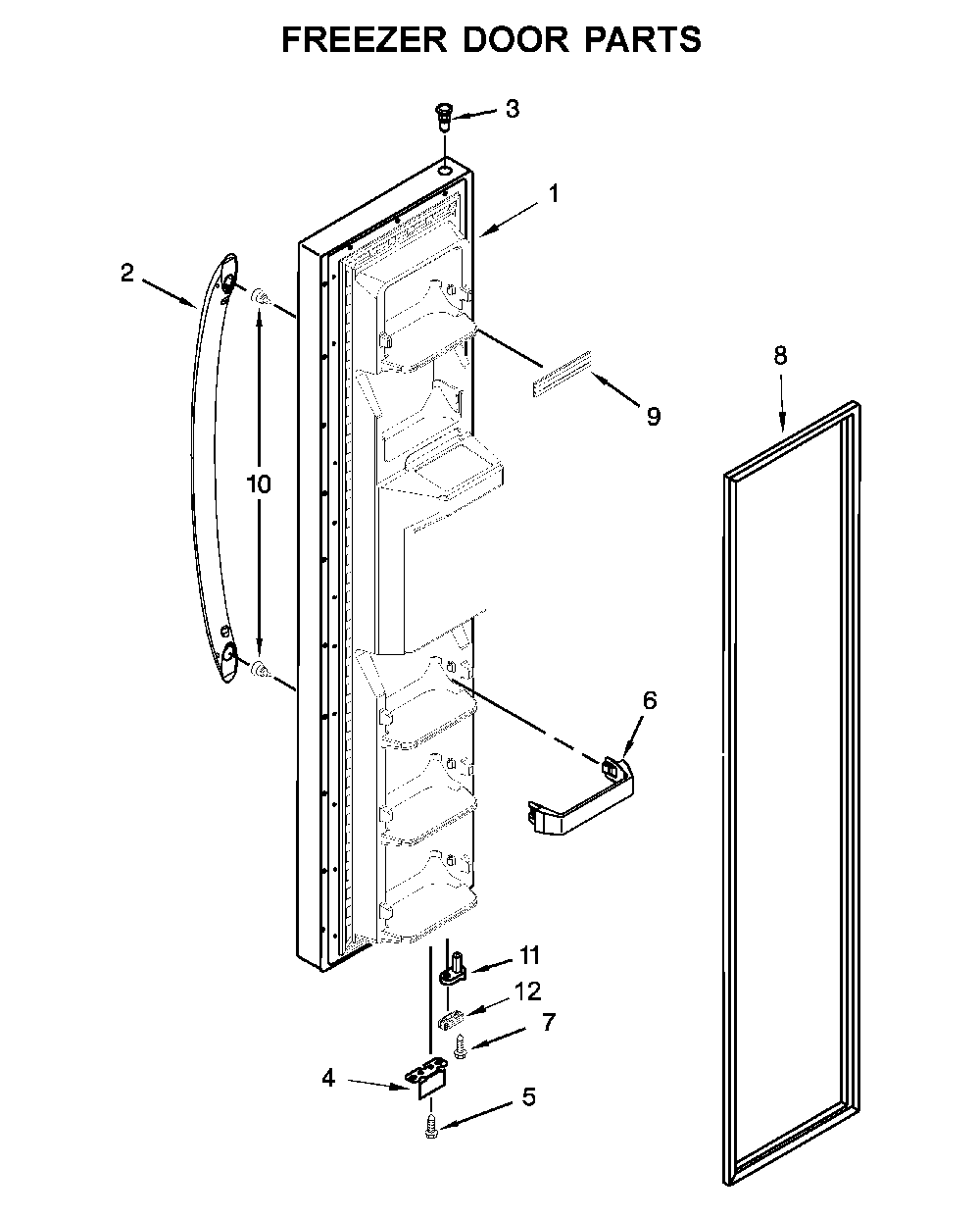 Freezer door parts Diagram and Parts List for 10651115711  Kenmore Refrigerator