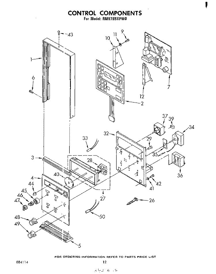CONTROL Diagram and Parts List for RM978BXPW0  Whirlpool Microwave Oven Combo