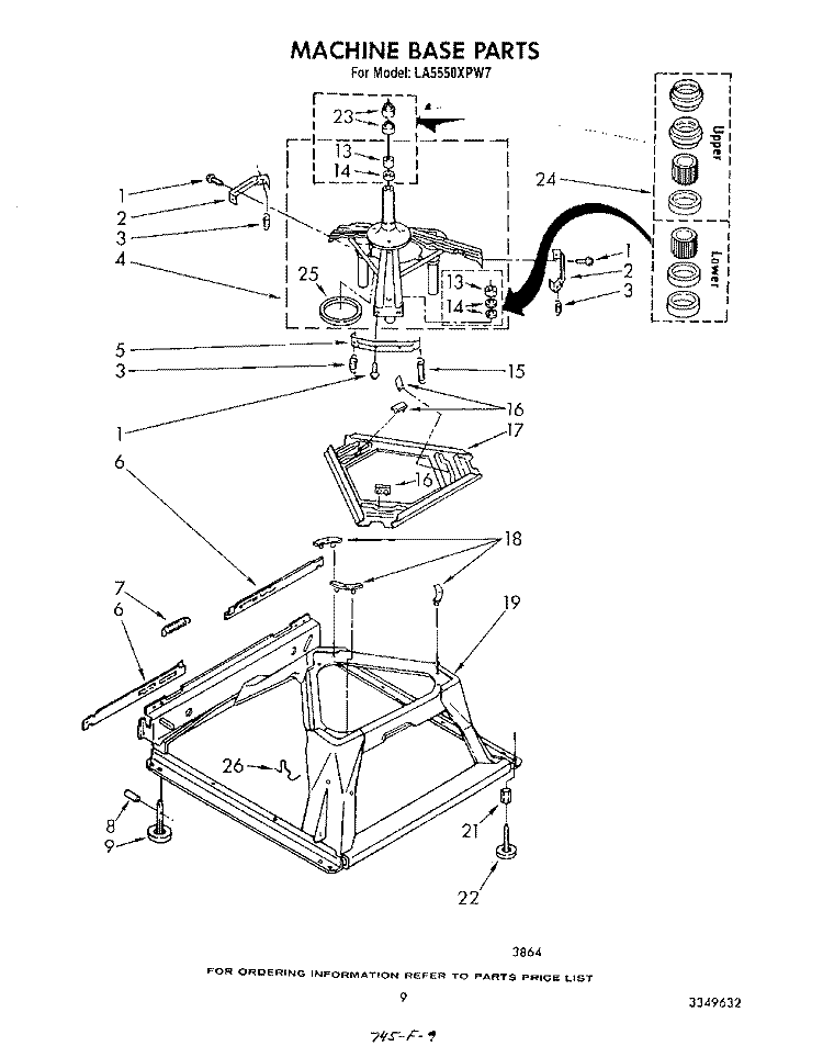 MACHINE BASE Diagram and Parts List for LA5550XPW7  Whirlpool Washer