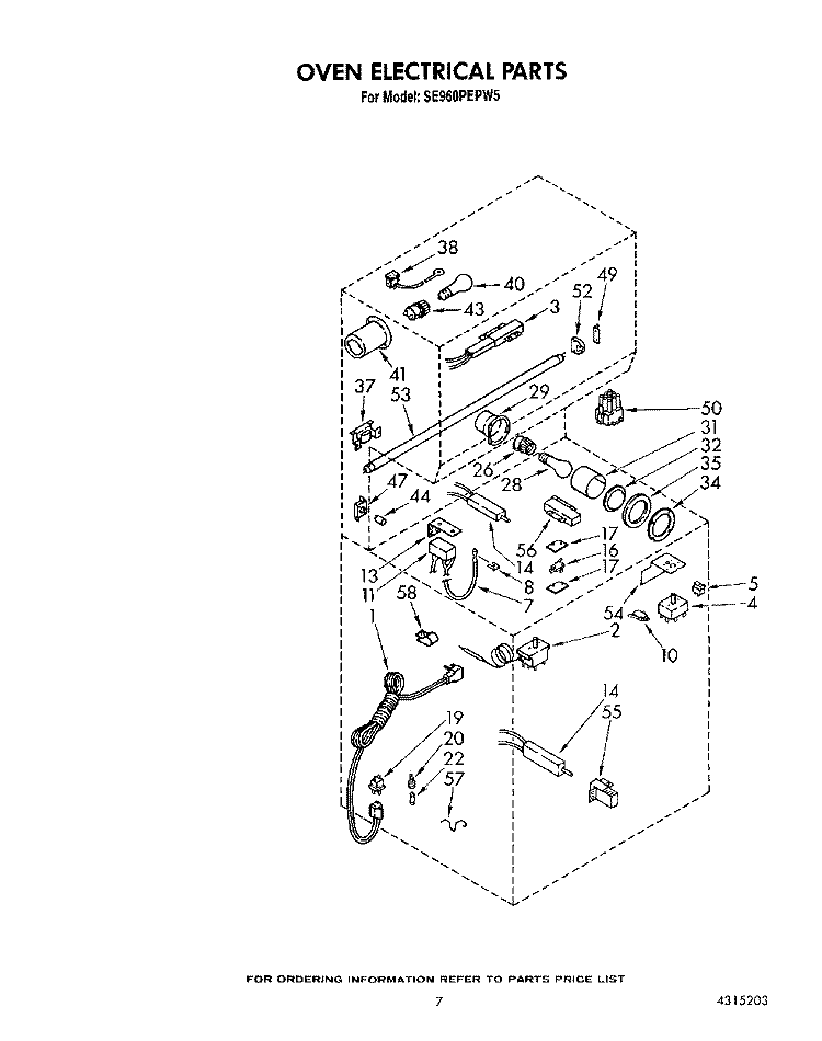 OVEN ELECTRICAL Diagram and Parts List for SE960PEPW5  Whirlpool Range