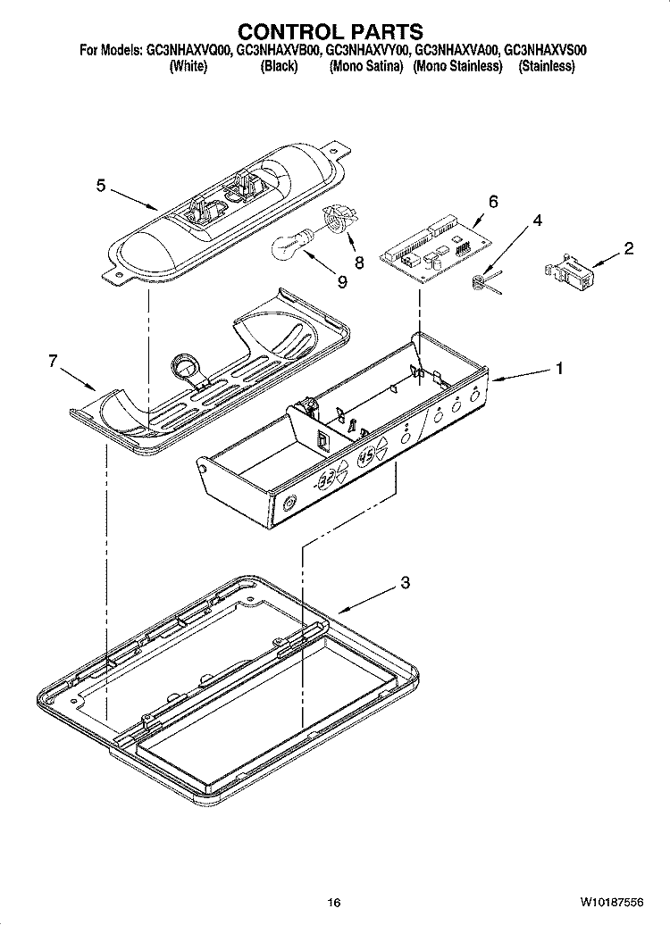 CONTROL PARTS Diagram and Parts List for GC3NHAXVA00  Whirlpool Refrigerator