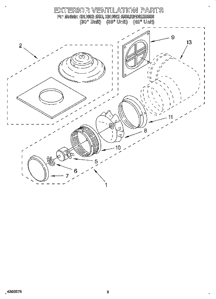 SECTION Diagram and Parts List for KIRD822HSS0  KitchenAid Range Hood