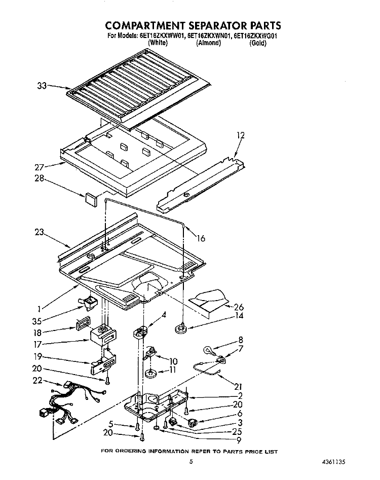 COMPARTMENT SEPARATOR Diagram and Parts List for 6ET16ZKXWN01  Whirlpool Refrigerator