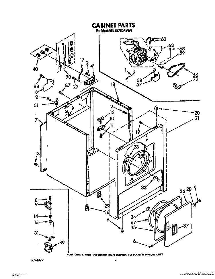 CABINET Diagram and Parts List for 6LE5700XSW0  Whirlpool Dryer