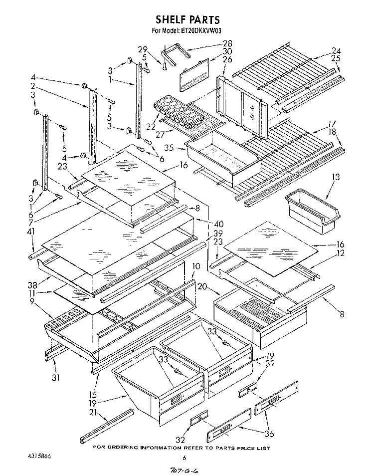 SHELF , LIT/OPTIONAL Diagram and Parts List for ET20DKXVW03  Whirlpool Refrigerator