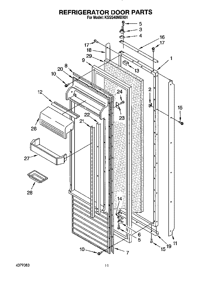 REFRIGERATOR DOOR Diagram and Parts List for KSSS48MBX01  KitchenAid Refrigerator