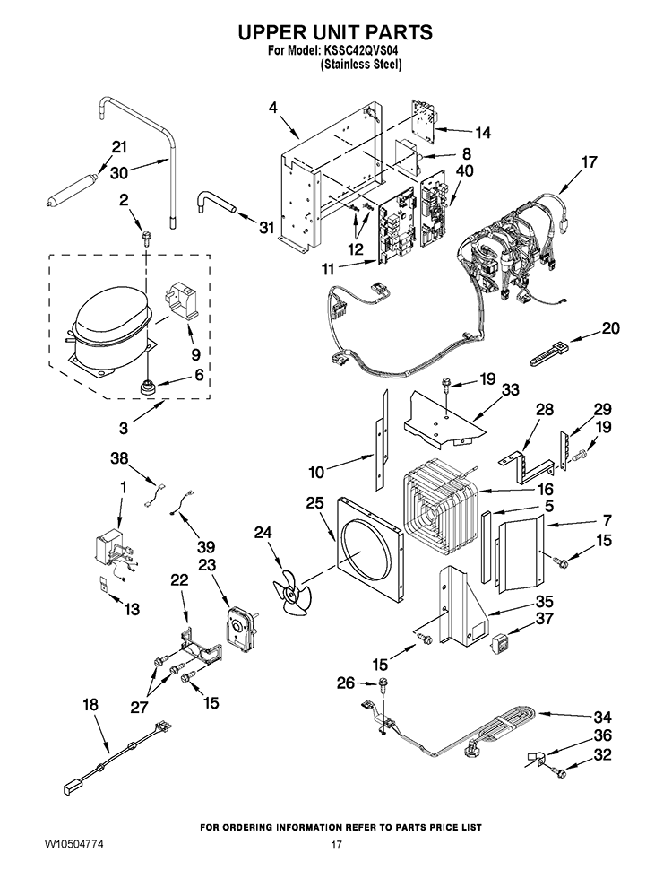 UPPER UNIT PARTS Diagram and Parts List for KSSC42QVS04  KitchenAid Refrigerator