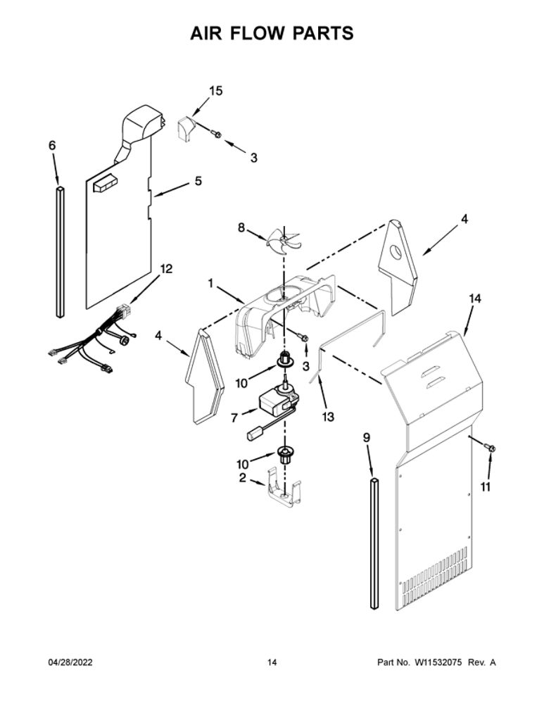 Air Flow Parts Diagram and Parts List for 10641172714  Kenmore Refrigerator