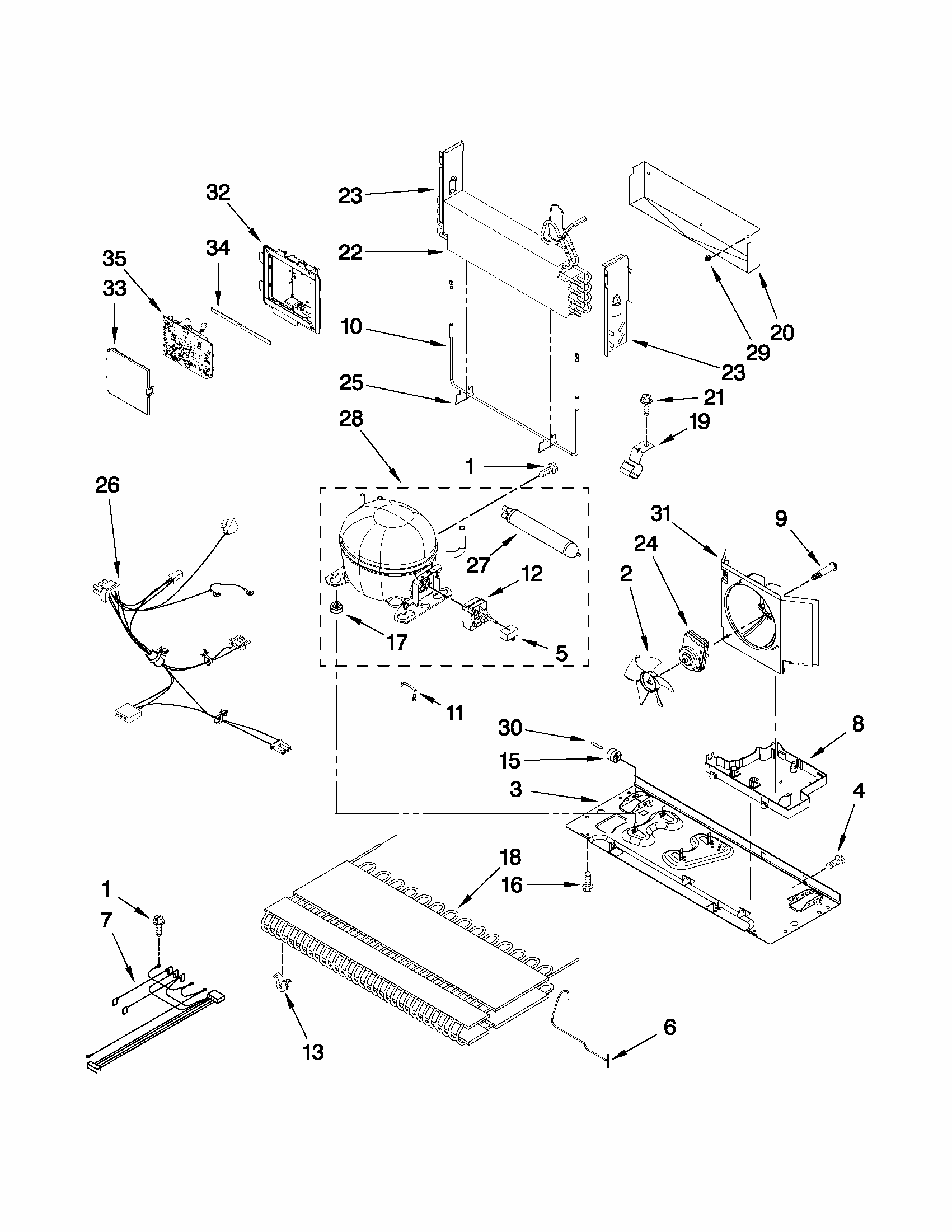 Unit Parts Diagram and Parts List for 59672003014  Kenmore Refrigerator