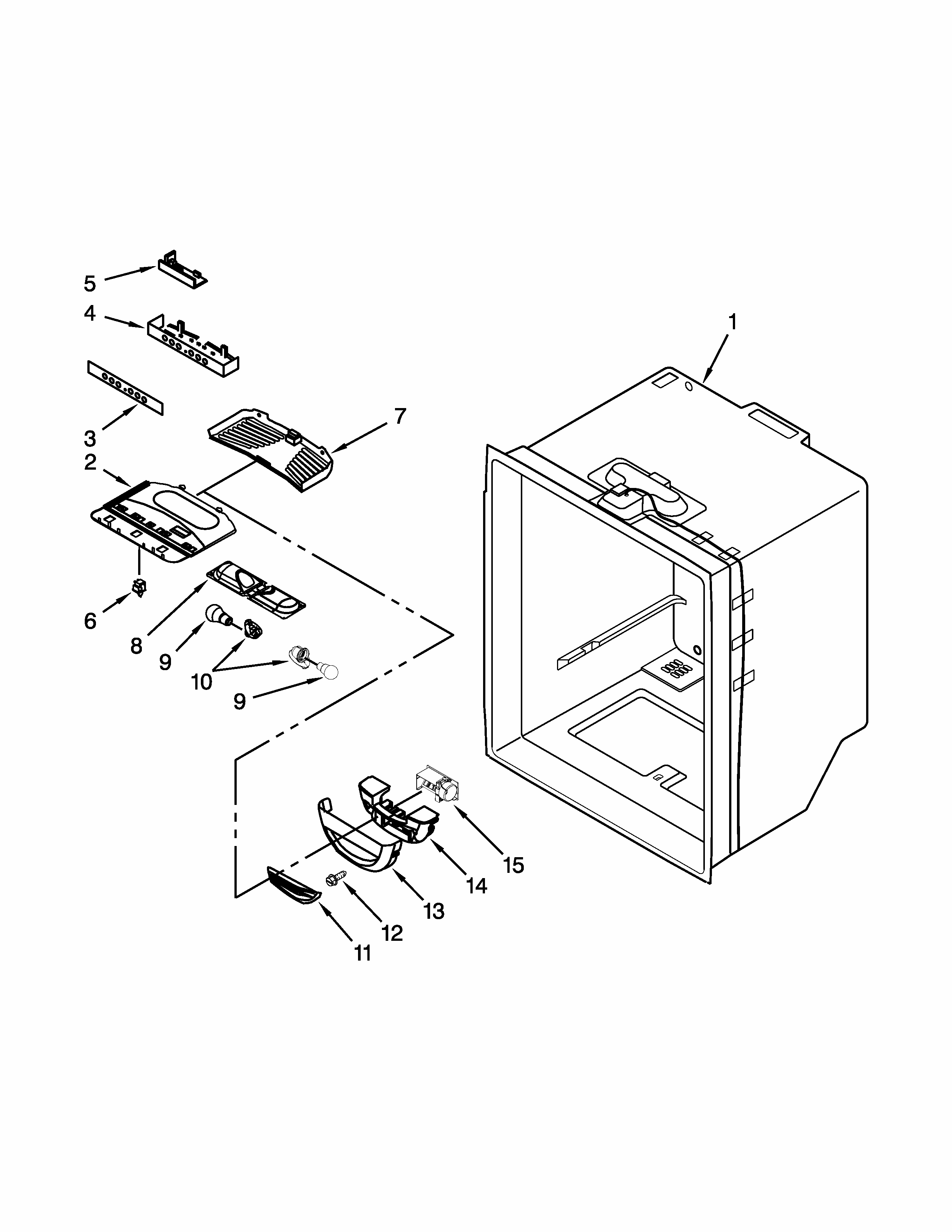 Refrigerator Liner Parts Diagram and Parts List for 59669989014  Kenmore Refrigerator