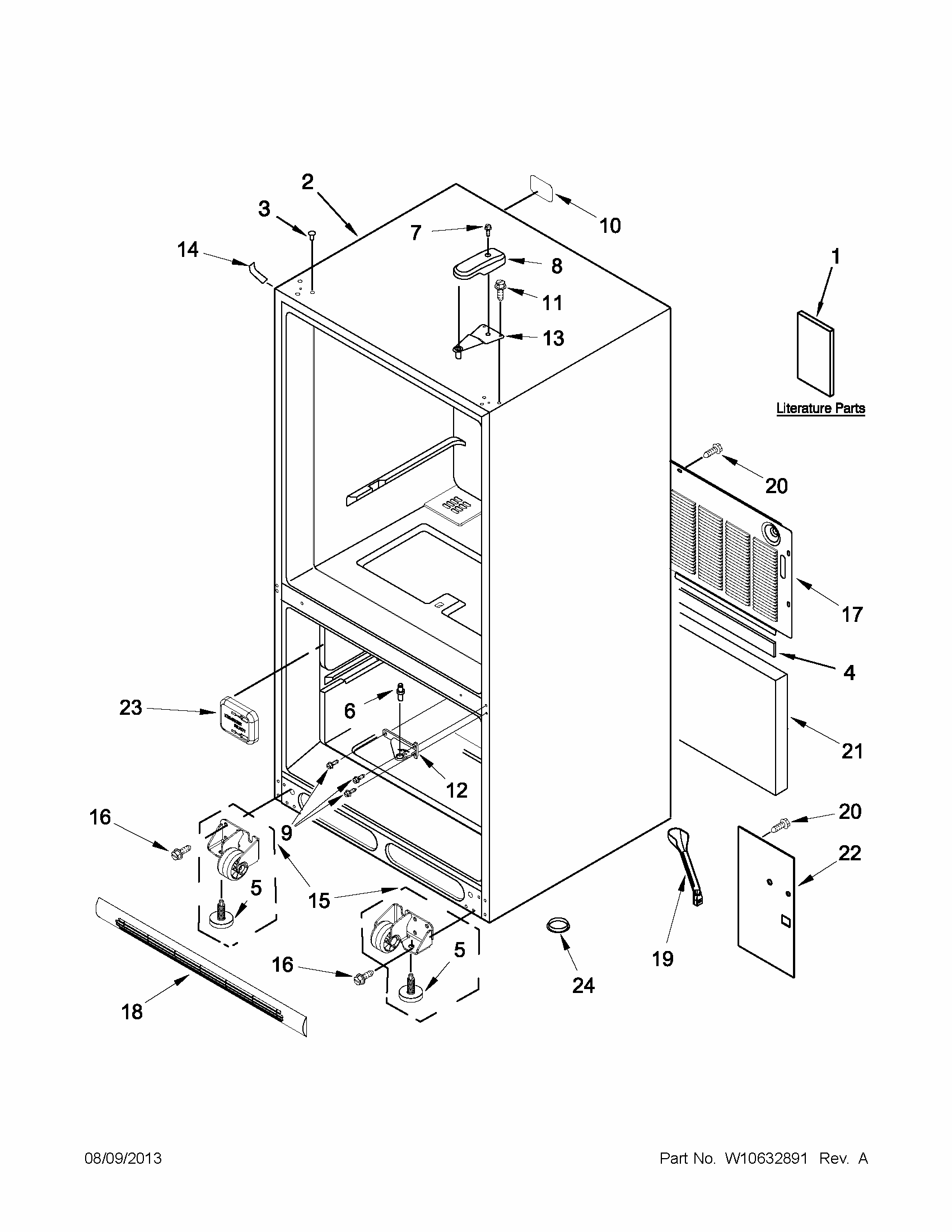 Cabinet Parts Diagram and Parts List for 59669283014  Kenmore Refrigerator