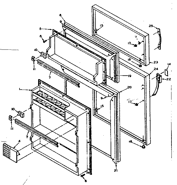 Door Parts Diagram and Parts List for 106W12BL  Kenmore Refrigerator