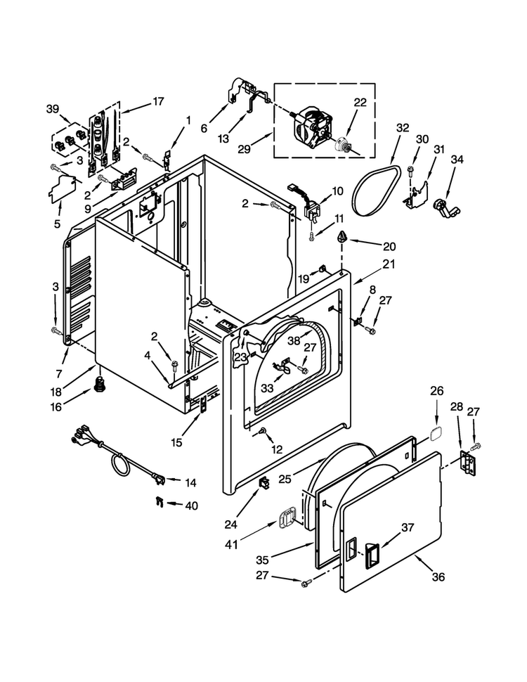 Cabinet Parts Diagram and Parts List for YIED4771DQ0  Inglis Dryer