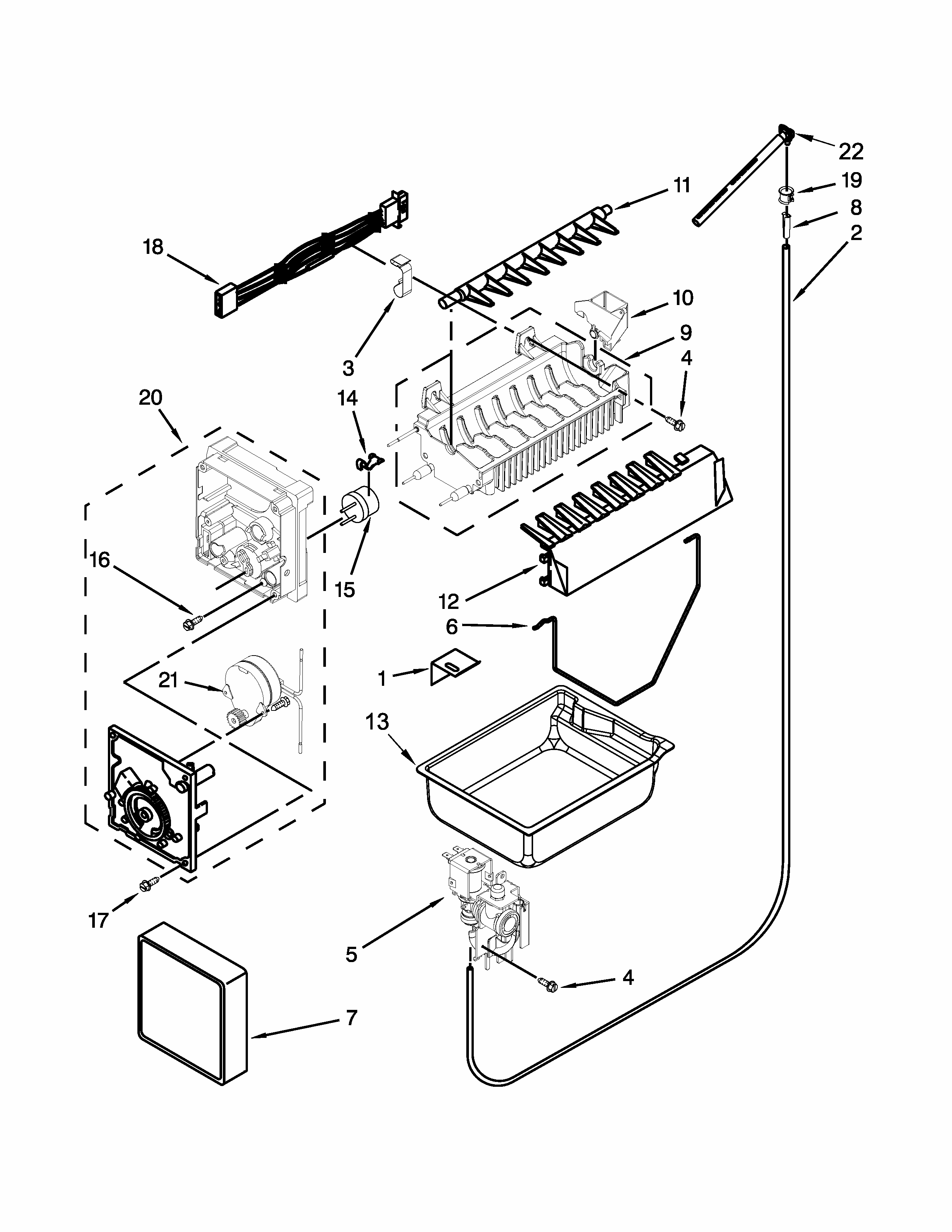 Icemaker Parts Diagram and Parts List for 59679423410  Kenmore Refrigerator