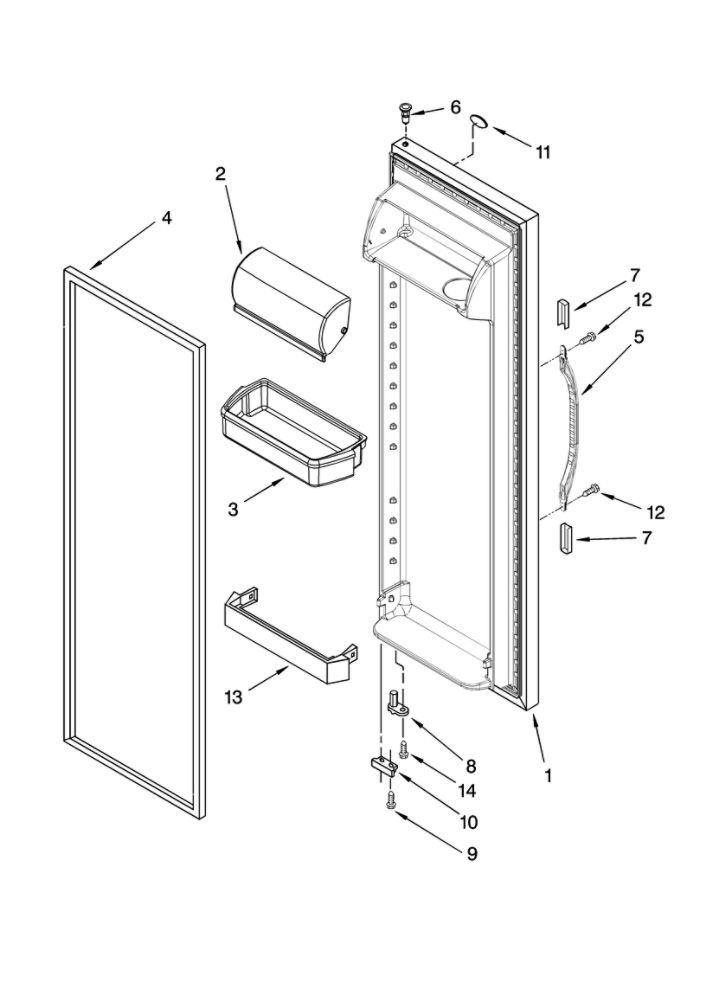 Refrigerator Door Parts Diagram and Parts List for 10659432801  Kenmore Refrigerator