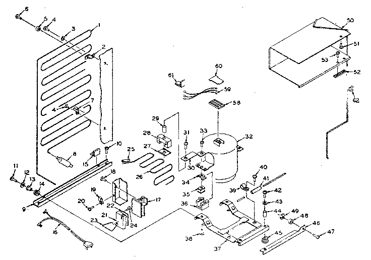 Refrigerator Unit Parts Diagram and Parts List for 106N10AL  Kenmore Refrigerator