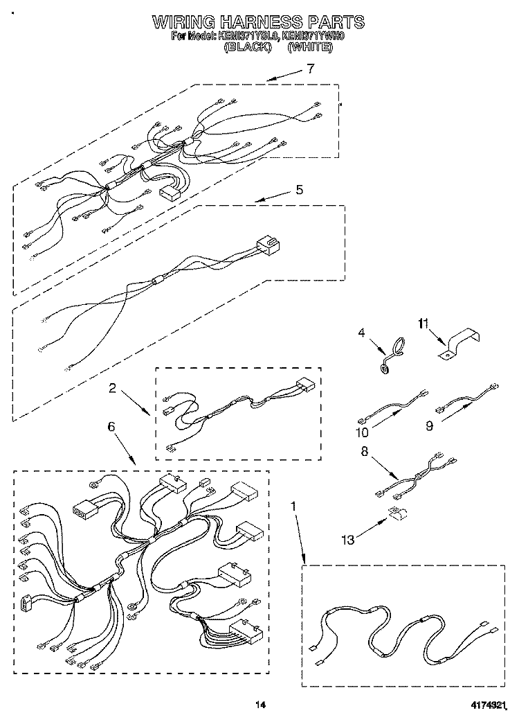 WIRING HARNESS, OPTIONAL Diagram and Parts List for KEMI371YBL0  KitchenAid Wall Oven