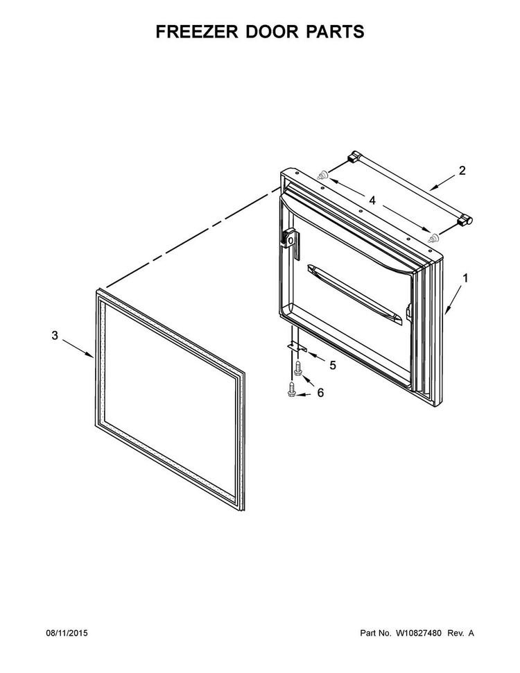 Freezer Door Parts Diagram and Parts List for 5GBB2258EA00  Whirlpool Refrigerator