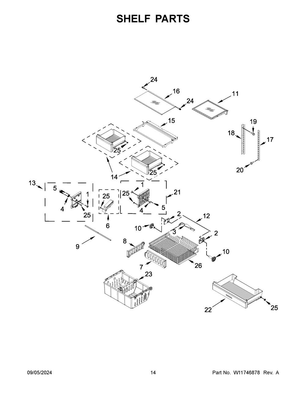 08 - Shelf Parts Diagram and Parts List for WRFF3236RZ00  Whirlpool Refrigerator