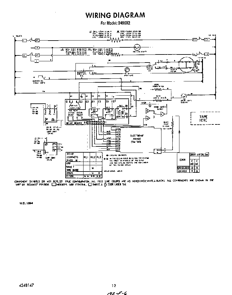 Wiring Diagram Diagram and Parts List for 2496*2  Roper Range