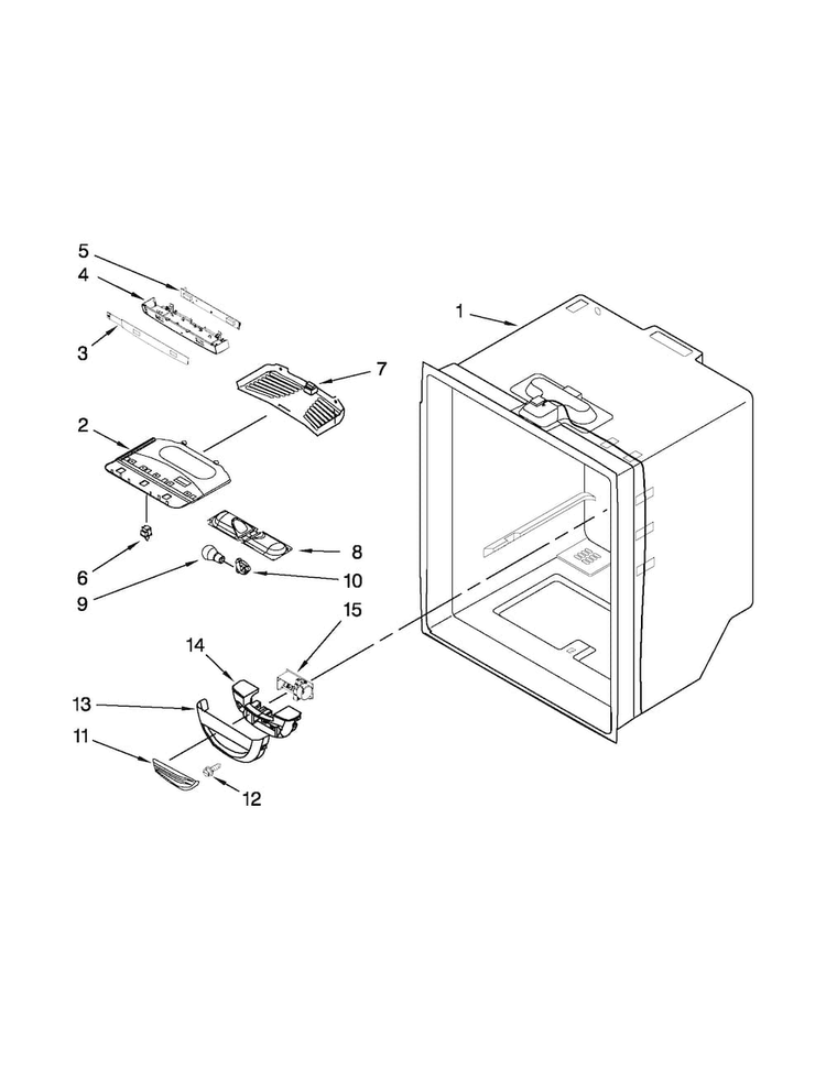 Refrigerator Liner Parts Diagram and Parts List for 5GFC20PRAW00  Whirlpool Refrigerator