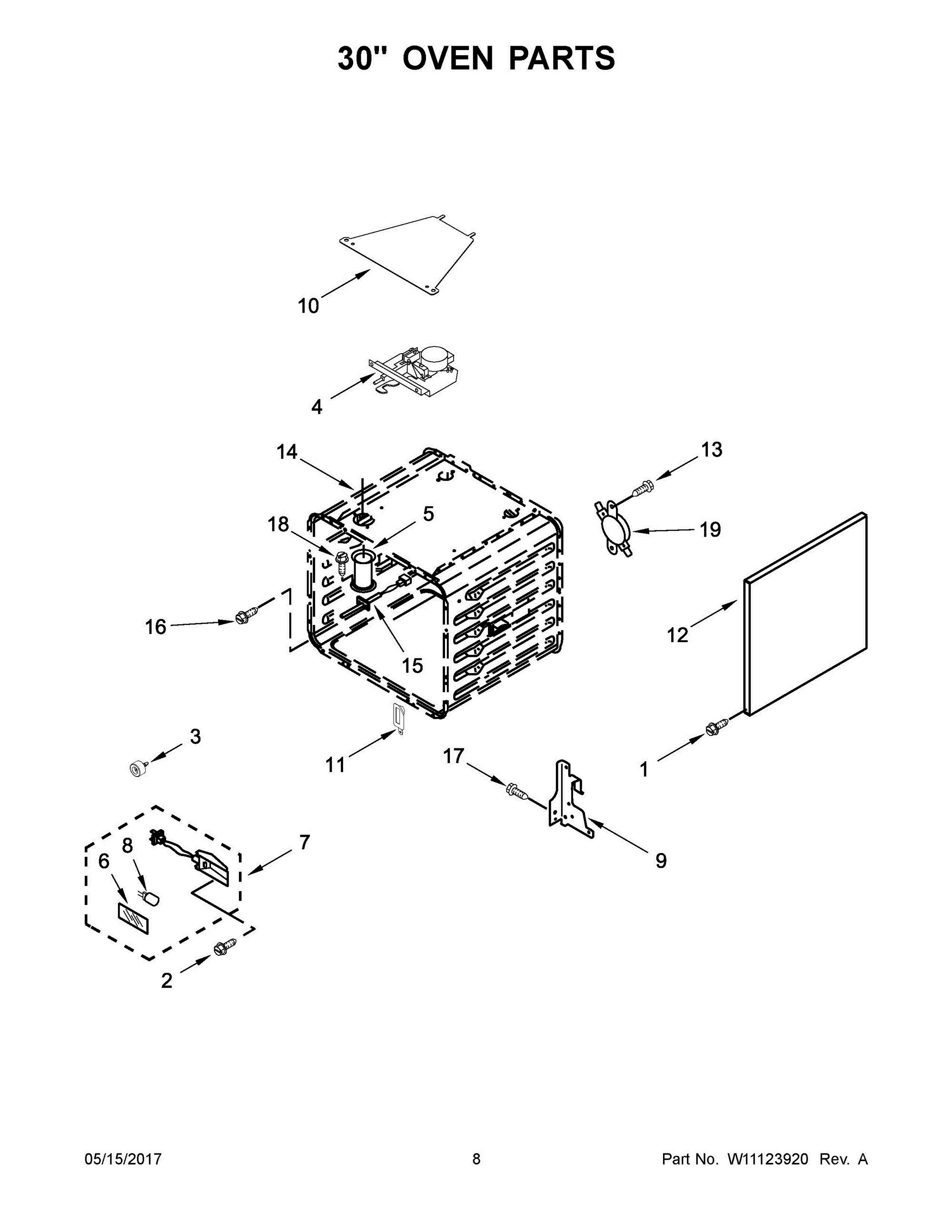 05 - 30" OVEN PARTS Diagram and Parts List for JDRP548WP03  Whirlpool Range