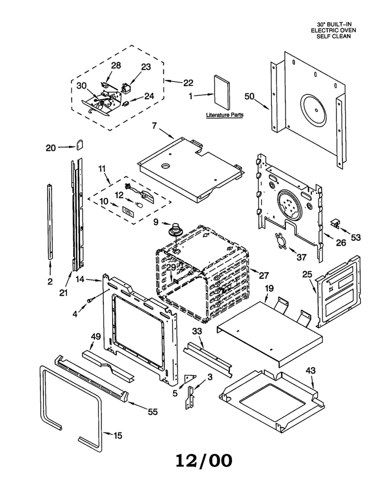 Oven Diagram and Parts List for KEBI107DWH10  KitchenAid Wall Oven