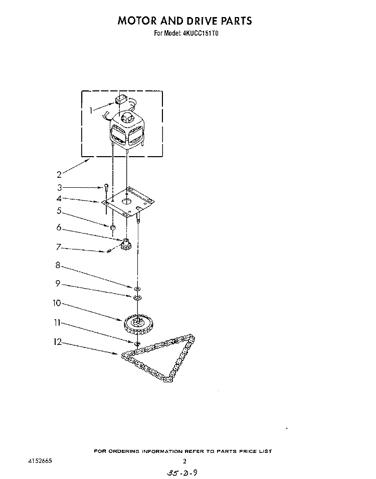MOTOR AND DRIVE , LIT/OPTIONAL Diagram and Parts List for 4KUCC151T0  KitchenAid Trash Compactor
