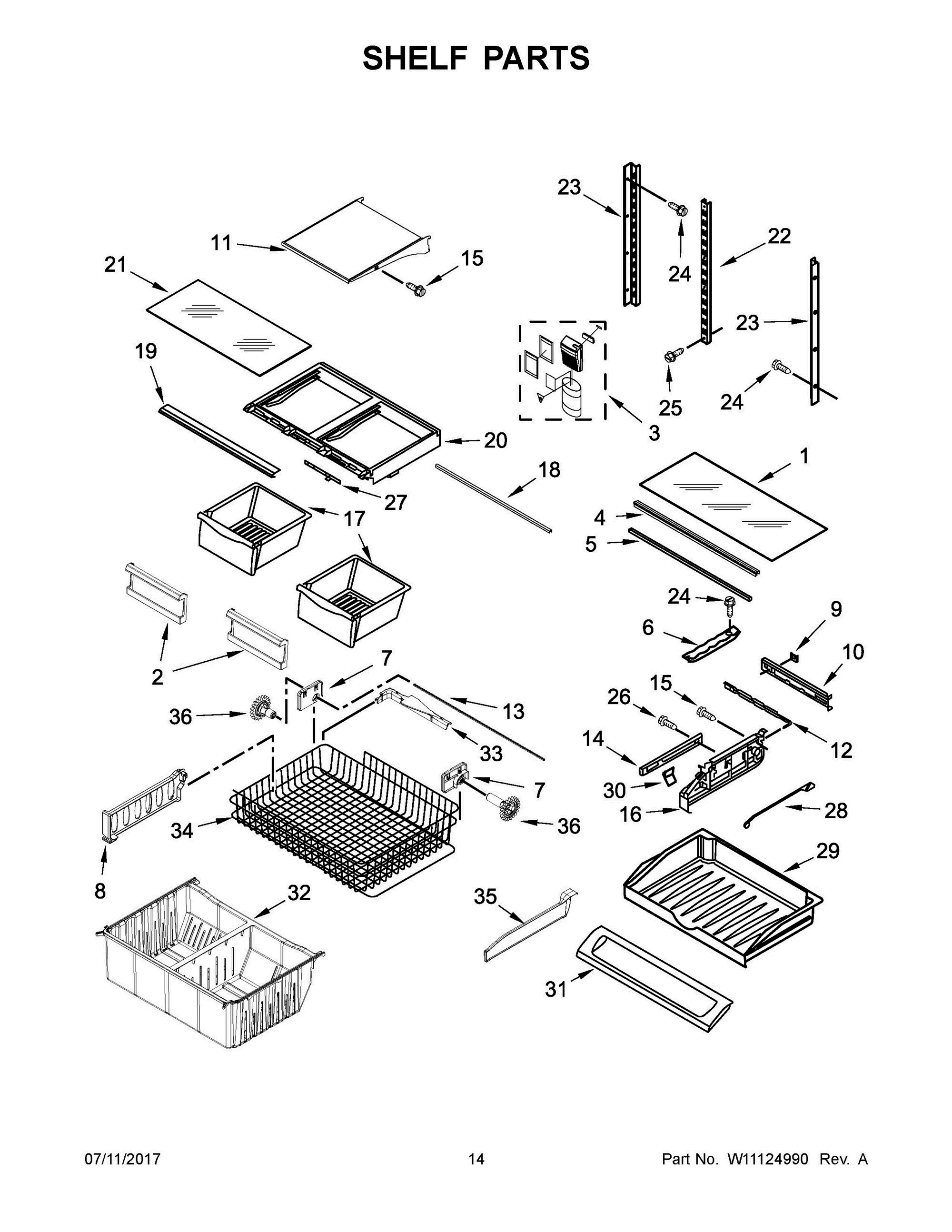 08 - SHELF PARTS Diagram and Parts List for WRF540CWHB00  Whirlpool Refrigerator