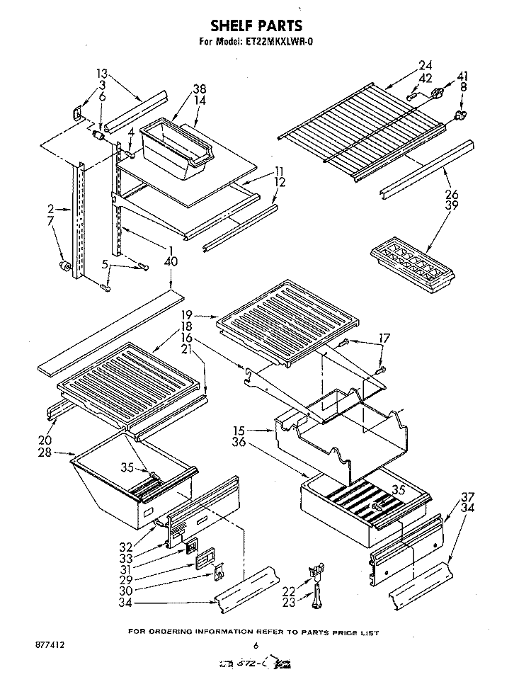 SHELF , LIT/OPTIONAL Diagram and Parts List for ET22MKXLWR0  Whirlpool Refrigerator