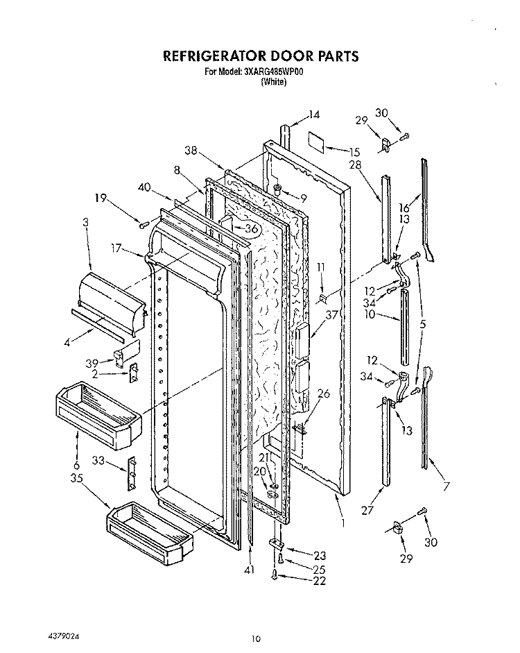 REFRIGERATOR DOOR Diagram and Parts List for 3XARG485WP00  Whirlpool Refrigerator