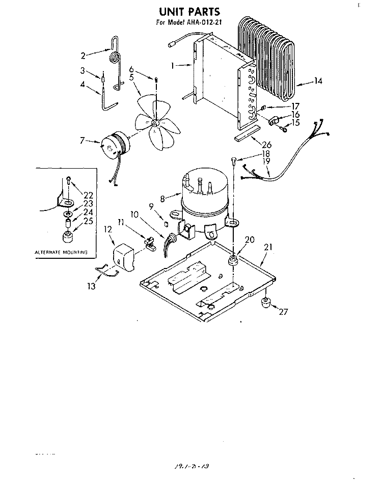 SECTION Diagram and Parts List for AHA01221  Whirlpool Dehumidifier