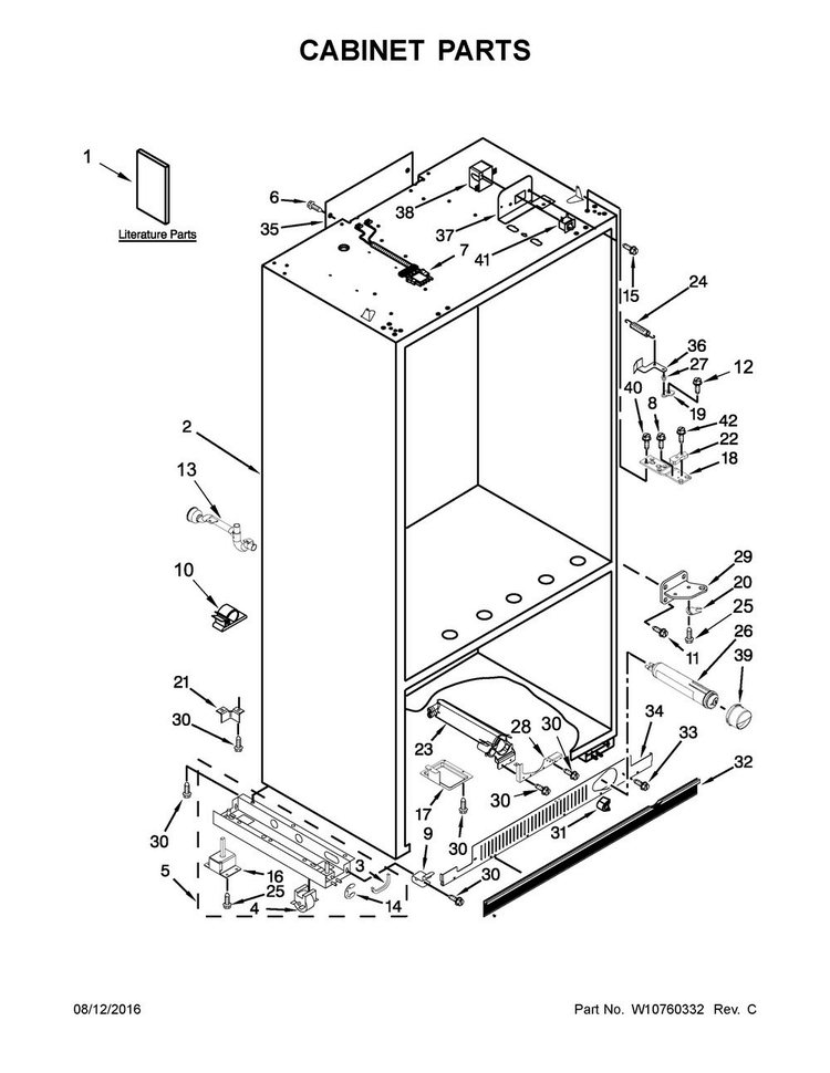 Cabinet Parts Diagram and Parts List for KBFN502ESS00  KitchenAid Refrigerator