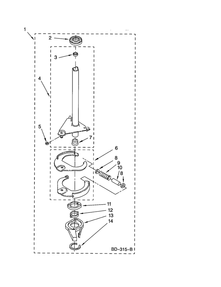 Brake And Drive Tube Diagram and Parts List for LSQ9560PW2  Whirlpool Washer