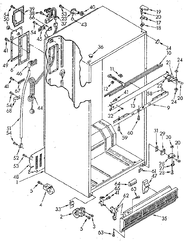 Cabinet Diagram and Parts List for ET20NKXSN10  Whirlpool Refrigerator