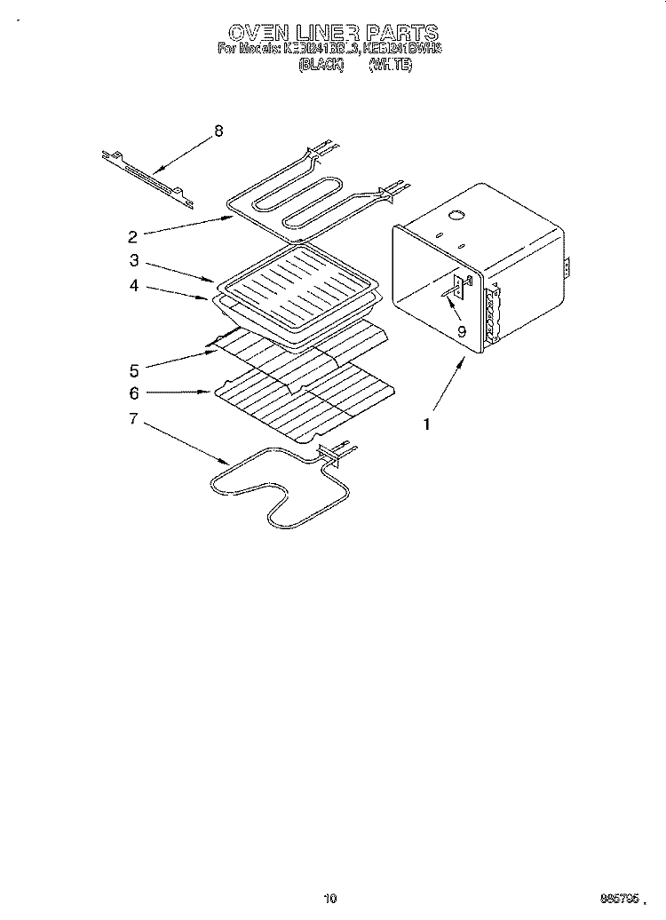 OVEN LINER Diagram and Parts List for KEBI241BBL3  KitchenAid Wall Oven
