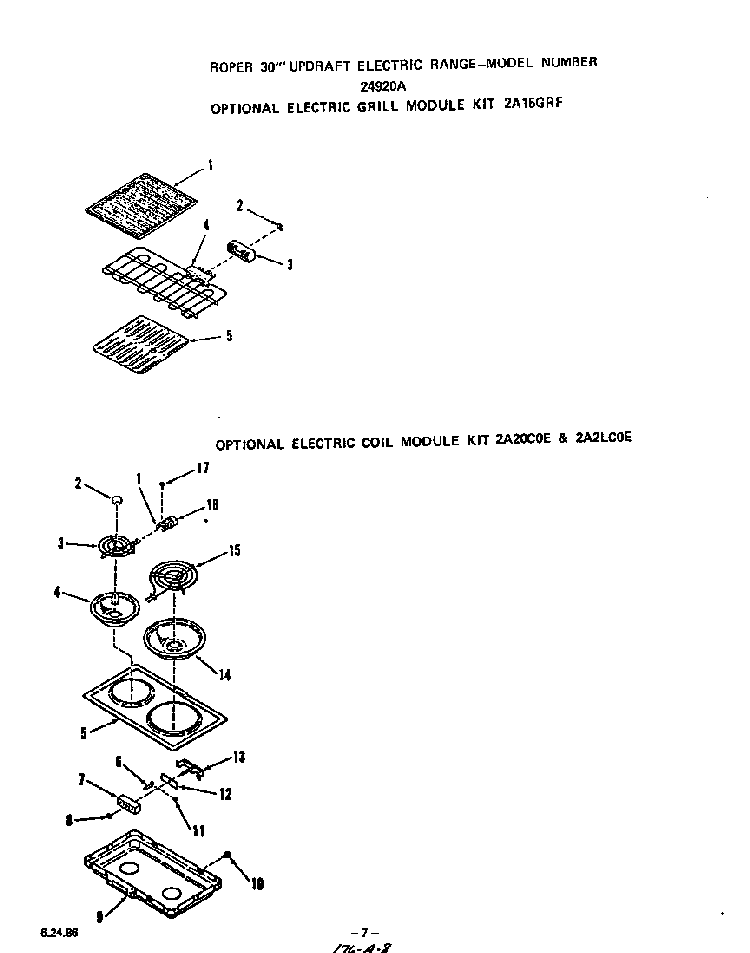 ^electric Grill Diagram and Parts List for 2492*0A  Roper Range