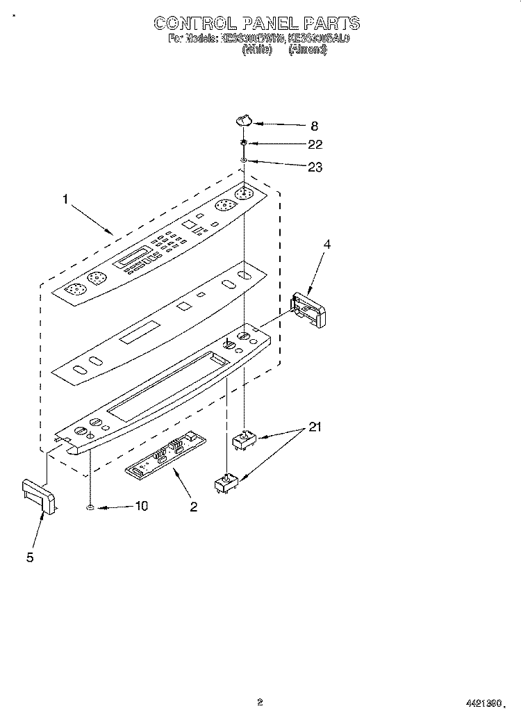 CONTROL PANEL Diagram and Parts List for KESS300BAL0  KitchenAid Range