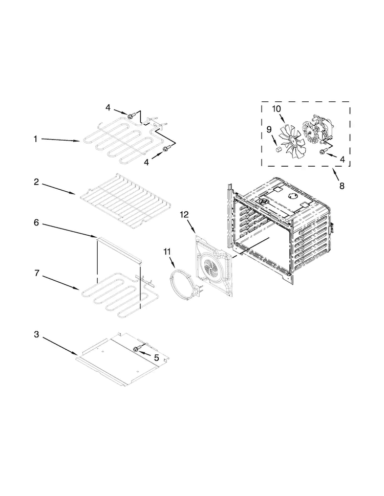 Internal Oven Parts Diagram and Parts List for WOD93EC7AB04  Whirlpool Wall Oven