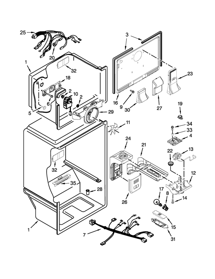 Liner Parts Diagram and Parts List for WRT108TFYB01  Whirlpool Refrigerator