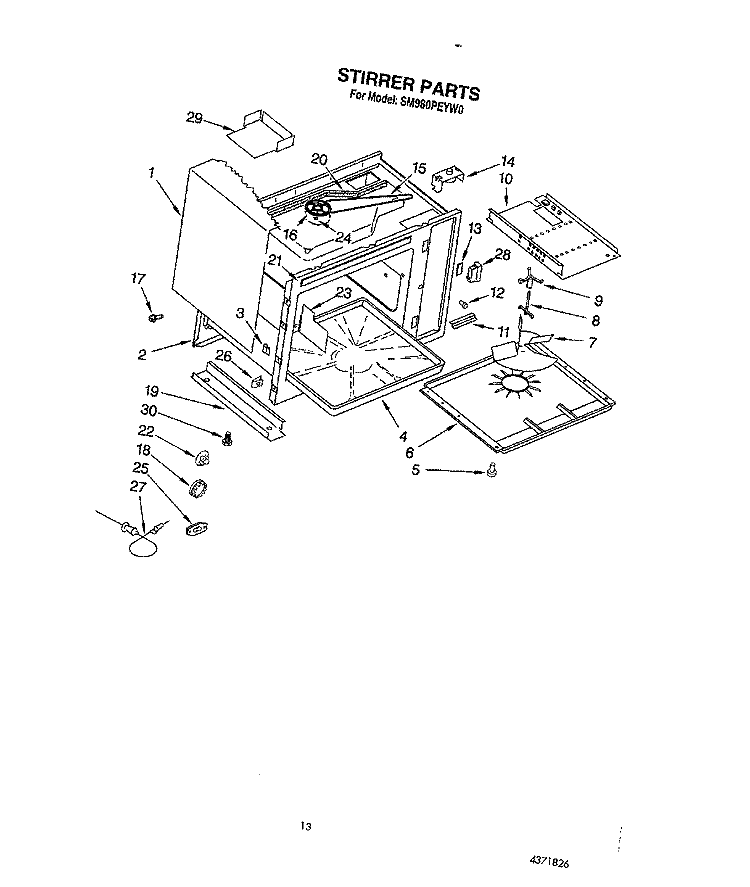 STIRRER Diagram and Parts List for SM980PEYN0  Whirlpool Microwave Oven Combo