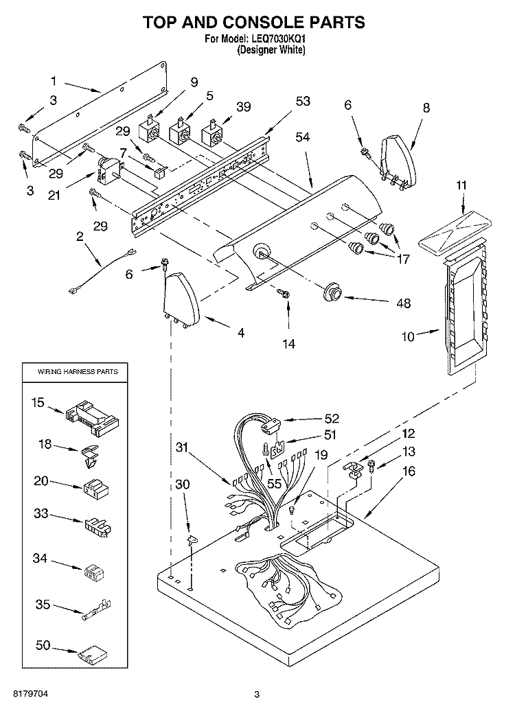 SECTION Diagram and Parts List for LEQ7030KQ1  Whirlpool Dryer