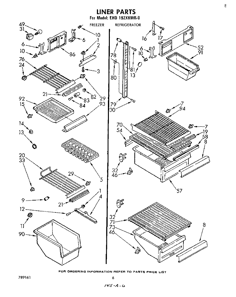 LINER Diagram and Parts List for EHD192XKWR0  Whirlpool Refrigerator