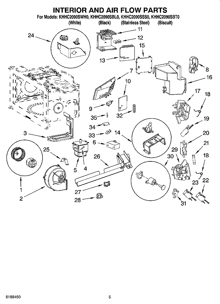 INTERIOR AND AIR FLOW PARTS Diagram and Parts List for KHHC2090SSS0  KitchenAid Microwave